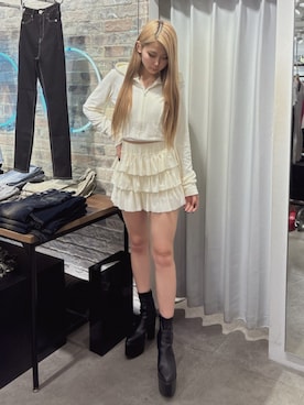 「GYDA（ジェイダ）のアイテム（その他パンツ）」を使った、yunaさん（レディース・156cm）の秋コーディネート