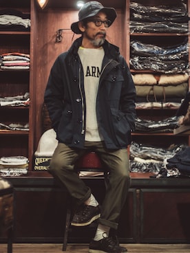 「アイテム（ダウンジャケット/コート）」を使った、Rhythm Made in JAPANさん（メンズ・170cm）の秋コーディネート