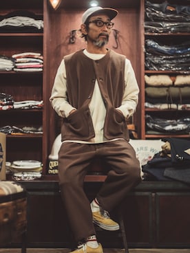 「アイテム（ベスト）」を使った、Rhythm Made in JAPANさん（メンズ・170cm）の秋コーディネート