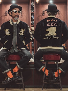 「アイテム（スカジャン）」を使った、Rhythm Made in JAPANさん（メンズ・170cm）の冬コーディネート