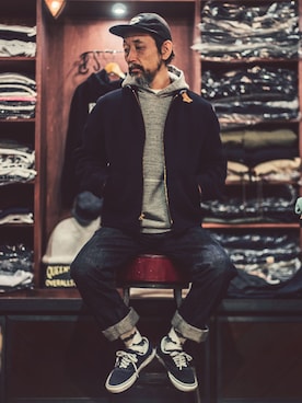 「アイテム（その他アウター）」を使った、Rhythm Made in JAPANさん（メンズ・170cm）の秋コーディネート