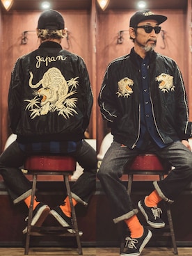 「アイテム（スカジャン）」を使った、Rhythm Made in JAPANさん（メンズ・170cm）の秋コーディネート