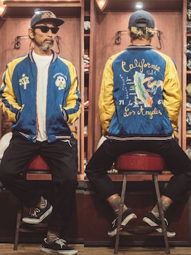 「アイテム（スカジャン）」を使った、Rhythm Made in JAPANさん（メンズ・170cm）の秋コーディネート