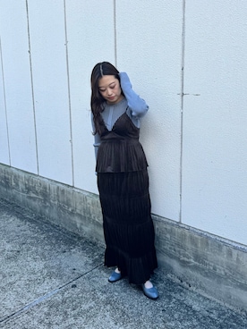 「アイテム（ローファー、ブルー系）」を使った、takamaさん（レディース・155cm）の秋コーディネート