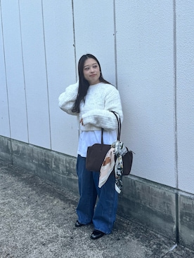 「アイテム（バンダナ/スカーフ）」を使った、takamaさん（レディース・155cm）の冬コーディネート