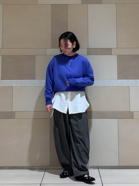 「FORK&SPOON（フォークアンドスプーン）のFORK&SPOON　バンドカラーダブルクロスシャツ（シャツ/ブラウス）」を使った、kkohhさん（レディース・161cm）の秋コーディネート