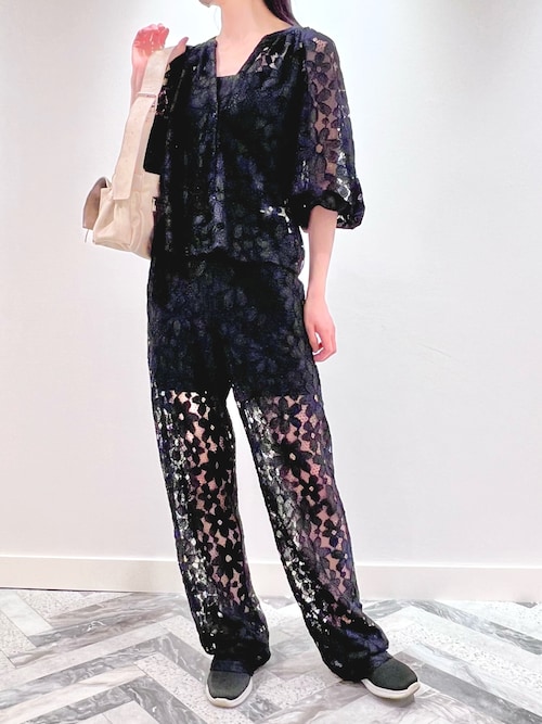 デシグアル　Desigual レースパンツ デシグアル Desigual レース&シースルー パンツ （グレー