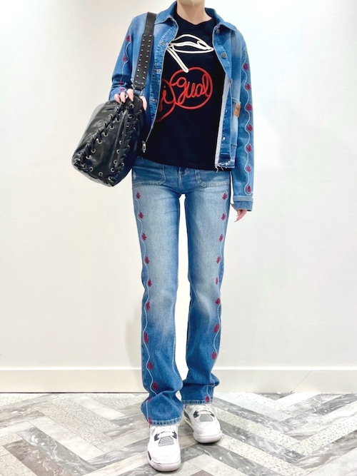 【DESIGUAL】レディースデニムジャケット赤 Desigual デニムジャケット gジャン REDFLOWERS レディース