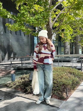 「SMELLY（スメリー）のシャギービーニー（ニットキャップ/ビーニー）」を使った、akariさん（レディース・157cm）の秋コーディネート