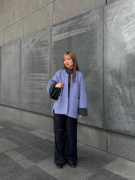 「アイテム（ノーカラーコート）」を使った、akariさん（レディース・157cm）の秋コーディネート