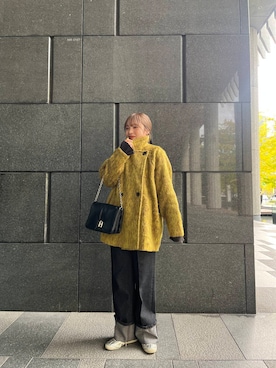 「アイテム（ステンカラーコート）」を使った、akariさん（レディース・157cm）の冬コーディネート