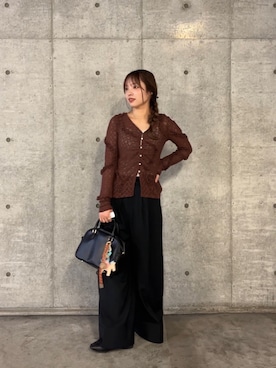「SENSE OF PLACE by URBAN RESEARCH（センスオブプレイスバイアーバンリサーチ）の3タックスラックスワイドパンツ（その他パンツ）」を使った、akariさん（レディース・157cm）の秋コーディネート