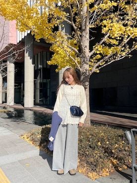 「SENSE OF PLACE by URBAN RESEARCH（センスオブプレイスバイアーバンリサーチ）のジャガードドッキングセーター（ニット/セーター）」を使った、akariさん（レディース・157cm）の冬コーディネート