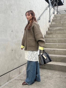 「アイテム（その他アウター、ブラウン系）」を使った、akariさん（レディース・157cm）の冬コーディネート