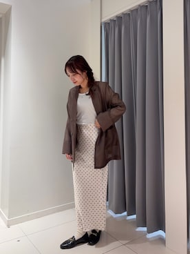 「SENSE OF PLACE by URBAN RESEARCH（センスオブプレイスバイアーバンリサーチ）のシアーテーラードジャケット（その他アウター、ブラウン系）」を使った、akariさん（レディース・157cm）の春コーディネート