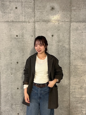 「KBF（ケイビーエフ）のシアーベロアシャーリングスリーブトップス（Tシャツ/カットソー）」を使った、akariさん（レディース・157cm）の秋コーディネート