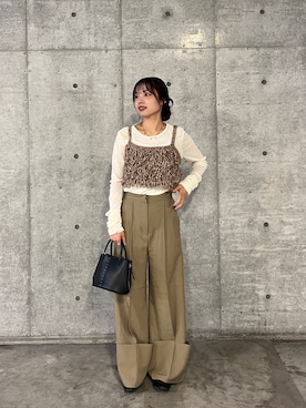 「KBF（ケイビーエフ）のシアーベロアシャーリングスリーブトップス（Tシャツ/カットソー）」を使った、akariさん（レディース・157cm）の秋コーディネート