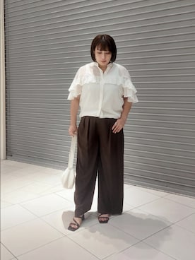 「150cm台コーデ」｜「アイテム（スラックス）」を使った、nar18さん（レディース・156cm）の夏コーディネート