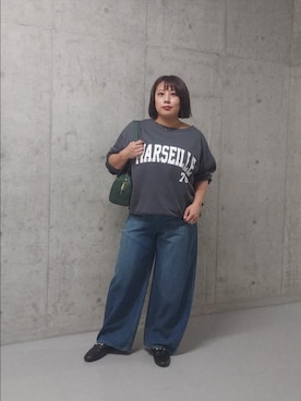 「RIVE DROITE（リヴドロワ）のレザービットローファー（ローファー）」を使った、nar18さん（レディース・156cm）の秋コーディネート