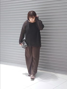 「ワイドスラックス」｜nar18さん（レディース・156cm）の夏コーディネート