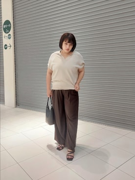 「150cm台コーデ」｜「アイテム（スラックス）」を使った、nar18さん（レディース・156cm）の夏コーディネート