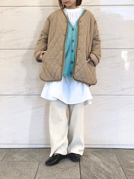 「URBAN RESEARCH Sonny Label（アーバンリサーチサニーレーベル）のアイテム（ノーカラージャケット）」を使った、アコさん（レディース・148cm）の冬コーディネート