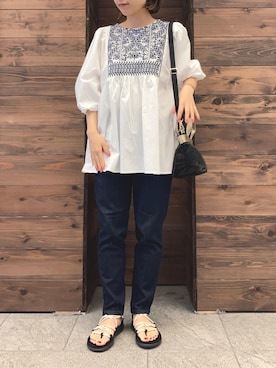 「Moname（モナーム）のアイテム（パンツ）」を使った、アコさん（レディース・148cm）の夏コーディネート
