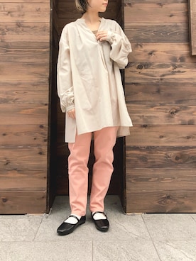 「Moname（モナーム）のアイテム（パンツ）」を使った、アコさん（レディース・148cm）の春コーディネート