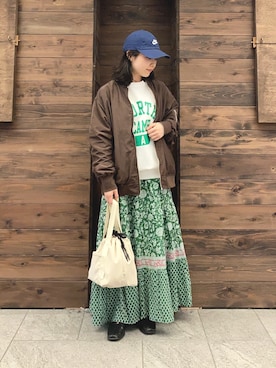 「URBAN RESEARCH Sonny Label（アーバンリサーチサニーレーベル）のアイテム（MA-1）」を使った、アコさん（レディース・148cm）の春コーディネート