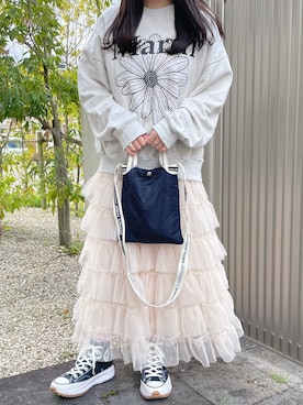 「beautiful people（ビューティフルピープル）の【beautiful people(ビューティフルピープル)】《STUDIOUS別注》キルティングサコッシュバッグ（ショルダーバッグ）」を使った、nさん（レディース・152cm）の春コーディネート