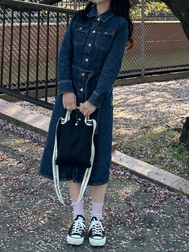 「beautiful people（ビューティフルピープル）の【beautiful people(ビューティフルピープル)】《STUDIOUS別注》キルティングサコッシュバッグ（ショルダーバッグ）」を使った、nさん（レディース・152cm）の春コーディネート