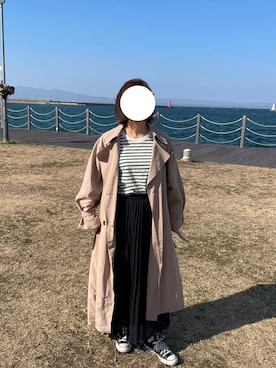 「GRL（グレイル）のアイテム（トレンチコート）」を使った、yunaさん（レディース・161cm）の冬コーディネート