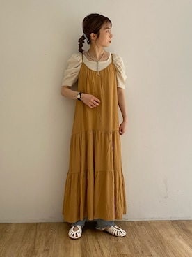 「w closet（ダブルクローゼット）の4×3リブスクエアネックボリューム袖プルオーバー（Tシャツ/カットソー、ホワイト系）」を使った、washikitaさん（レディース・153cm）の夏コーディネート