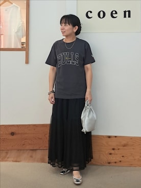 「NBA（エヌビーエー）のアイテム」を使った、coenなるせさん（レディース・157cm）の夏コーディネート