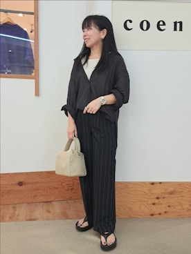 「coenスタッフスタイリング」｜「アイテム（スラックス）」を使った、coenなるせさん（レディース・157cm）の夏コーディネート