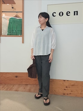 「coenスタッフスタイリング」｜「アイテム（サンダル）」を使った、coenなるせさん（レディース・157cm）の夏コーディネート