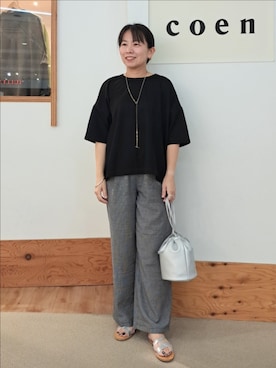 「coenスタッフスタイリング」｜「アイテム（サンダル）」を使った、coenなるせさん（レディース・157cm）の夏コーディネート