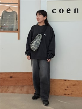 「coen」｜「アイテム（スウェット）」を使った、coenなるせさん（レディース・157cm）の秋コーディネート