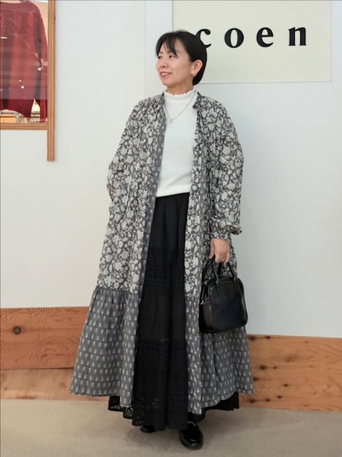 高評価なギフト coen ワンピース MARKET （マーケット）サラサプリント前開き ワンピース