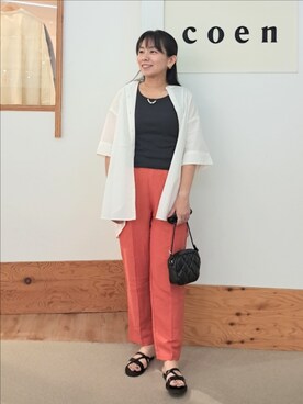 「coenスタッフスタイリング」｜「アイテム（サンダル）」を使った、coenなるせさん（レディース・157cm）の夏コーディネート