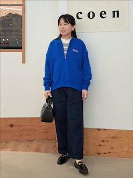 「coenスタッフスタイリング」｜「アイテム（チノパンツ）」を使った、coenなるせさん（レディース・157cm）の冬コーディネート