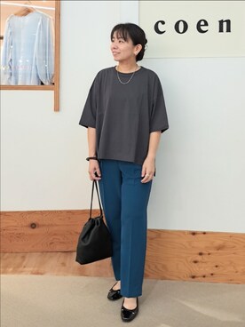 「coenスタッフスタイリング」｜「アイテム（スラックス）」を使った、coenなるせさん（レディース・157cm）の夏コーディネート