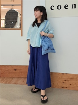 「coenスタッフスタイリング」｜「アイテム（サンダル）」を使った、coenなるせさん（レディース・157cm）の夏コーディネート