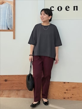 「coenスタッフスタイリング」｜「アイテム（スラックス）」を使った、coenなるせさん（レディース・157cm）の夏コーディネート