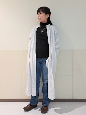 「タートルネック」｜「アイテム（シャツワンピース）」を使った、coenなるせさん（レディース・157cm）の冬コーディネート