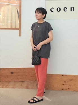「coenスタッフスタイリング」｜「アイテム（サンダル）」を使った、coenなるせさん（レディース・157cm）の夏コーディネート