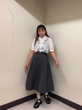 「刺繍ブラウス」｜hinaさん（レディース・163cm）の夏コーディネート
