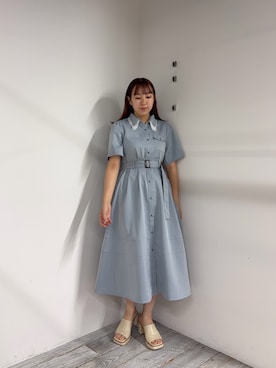 「襟付きワンピース」｜hinaさん（レディース・163cm）の夏コーディネート