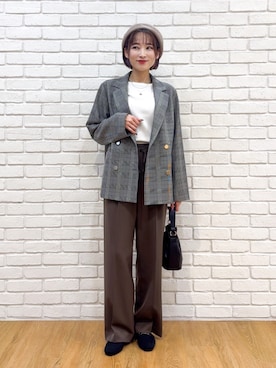「SHOO・LA・RUE（シューラルー）の【S-LL/洗濯機可】レイヤードの幅広がる お袖チュールトップス（Tシャツ/カットソー、ホワイト系）」を使った、chikaさん（レディース・160cm）の秋コーディネート