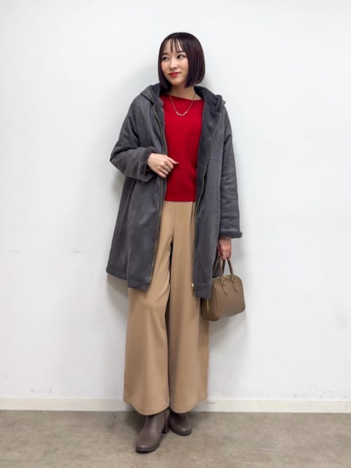 セール】【S-LL】マットな色味が大人な雰囲気 スエード調フードコート